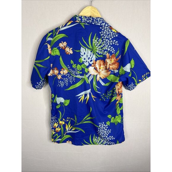 Vintage Hawaiian Aloha Shirt Blue Floral Print Short Sleeve Men’s Small - Picture 4 of 4